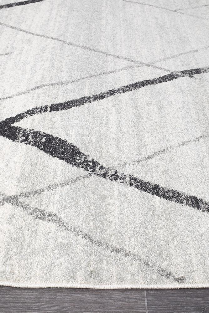 Gynama White Grey Contemporary Rug