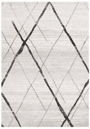 Gynama White Grey Contemporary Runner Rug