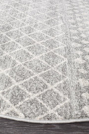 Gynama Grey Rustic Tribal Round Rug