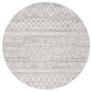 Gynama Grey Rustic Tribal Round Rug