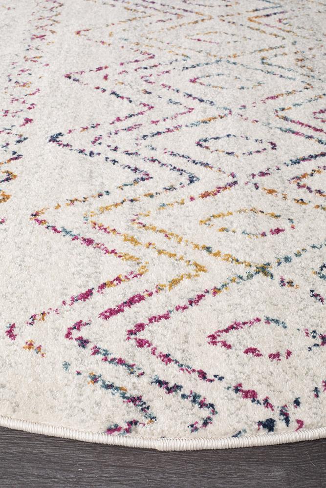 Gynama Multi Rustic Tribal Round Rug