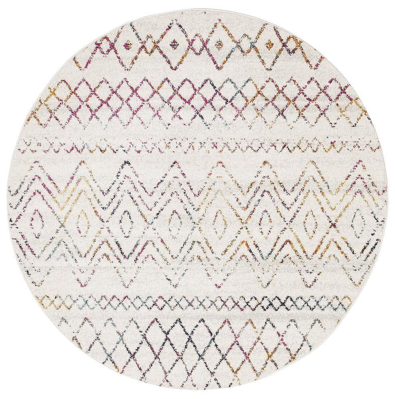 Gynama Multi Rustic Tribal Round Rug