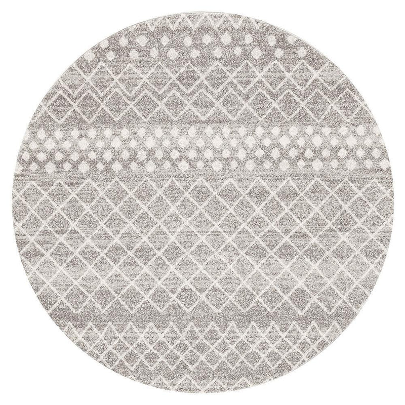Gynama Silver Tribal Round Rug