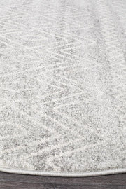 Gynama Silver Tribal Round Rug