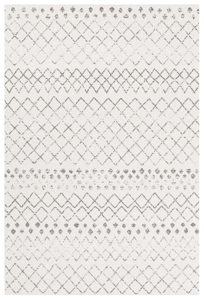 Gynama White Grey Tribal Runner Rug