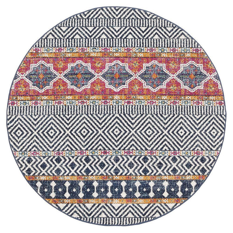 Gynama Multi Tribal Round Rug