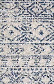 Gynama White Blue Rustic Round Rug
