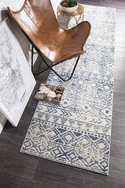 Gynama White Blue Rustic Rug