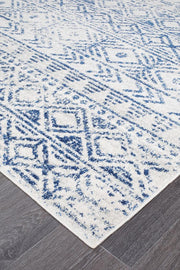 Gynama White Blue Rustic Rug