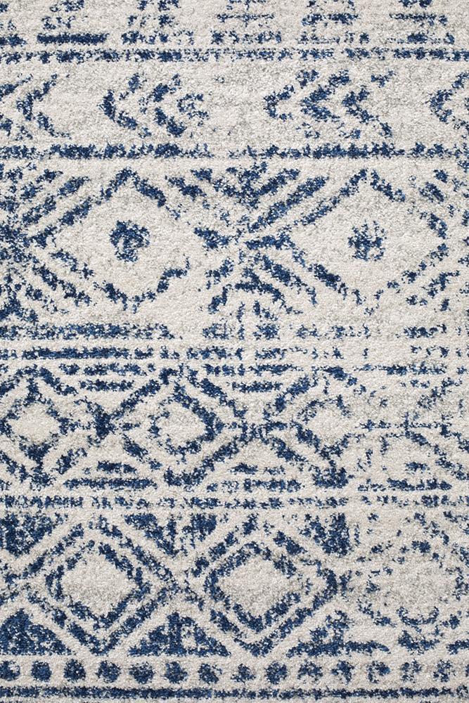Gynama White Blue Rustic Rug