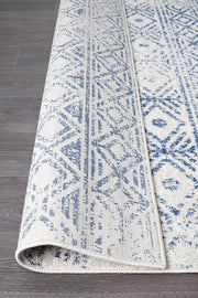 Gynama White Blue Rustic Rug