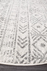 Gynama White Grey Rustic Round Rug