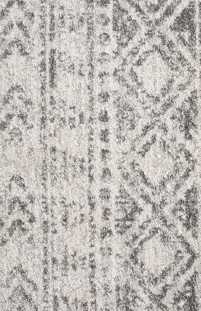 Gynama White Grey Rustic Round Rug