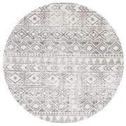 Gynama White Grey Rustic Round Rug
