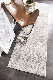 Gynama White Grey Rustic Rug