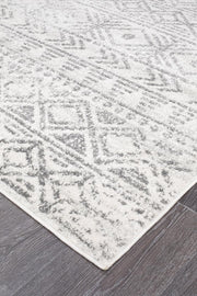 Gynama White Grey Rustic Runner Rug
