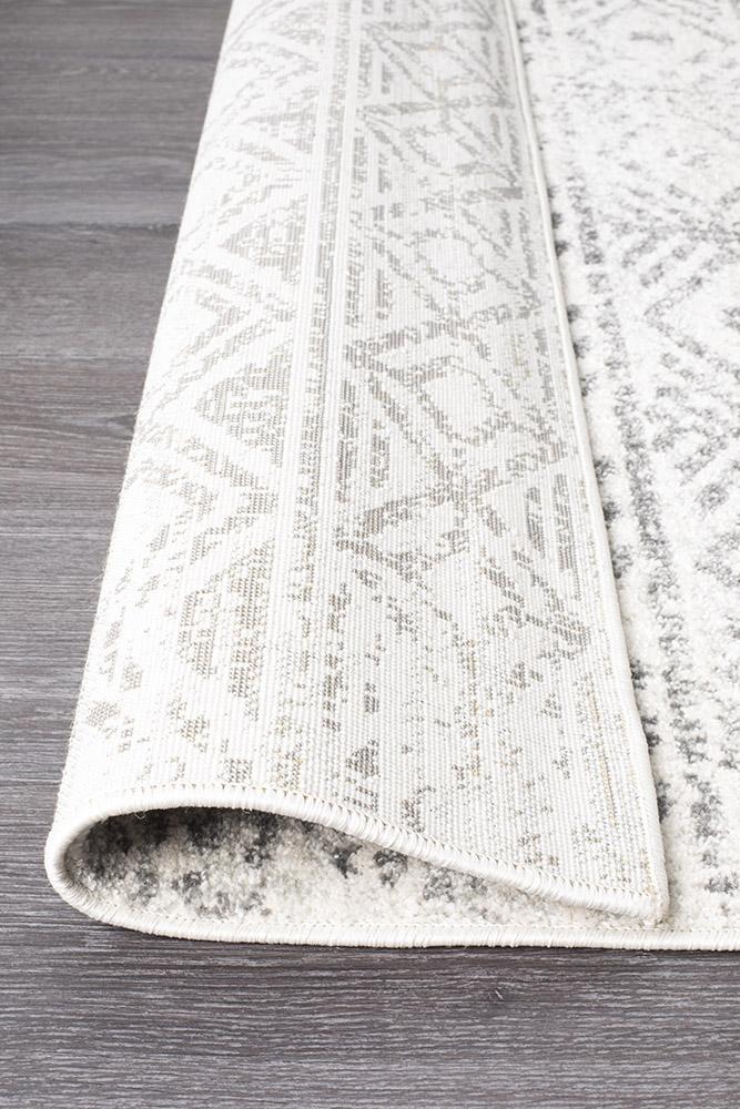 Gynama White Grey Rustic Runner Rug
