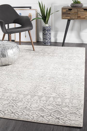 Gynama White Grey Rustic Runner Rug
