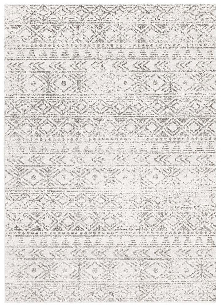 Gynama White Grey Rustic Runner Rug