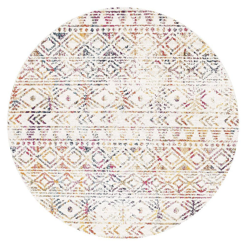 Gynama Multi Grey Rustic Round Rug