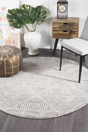Gynama Contemporary Silver Round Rug