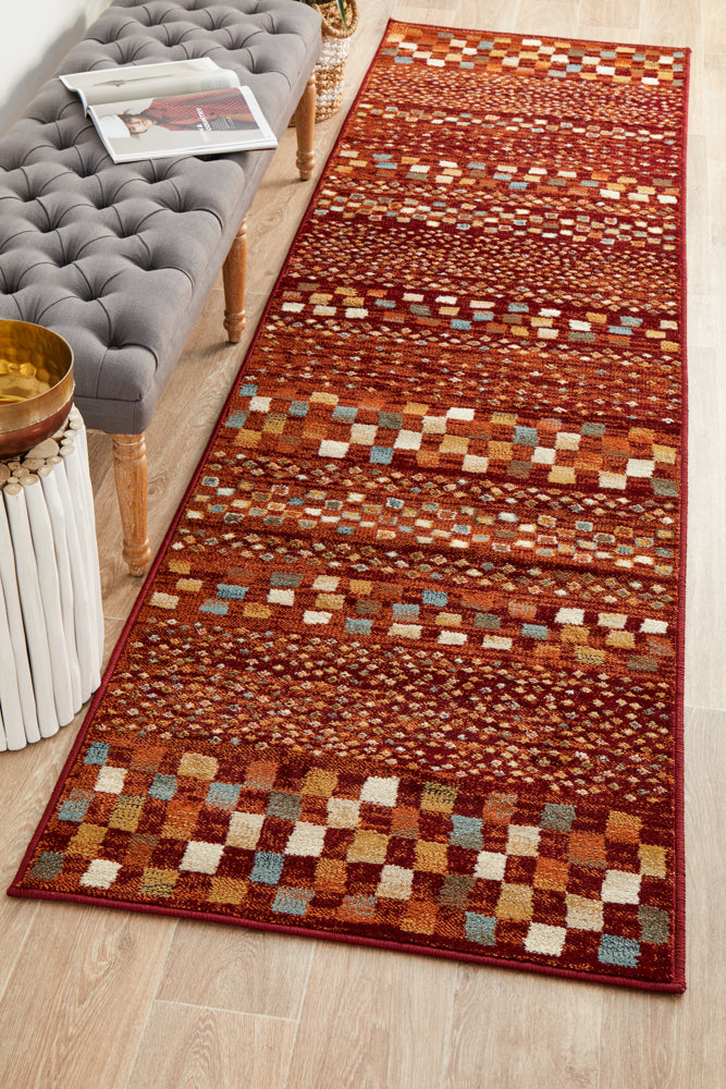 Mayfair Squares Rust Rug