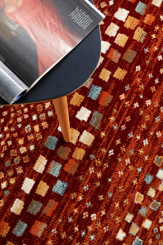 Mayfair Squares Rust Rug