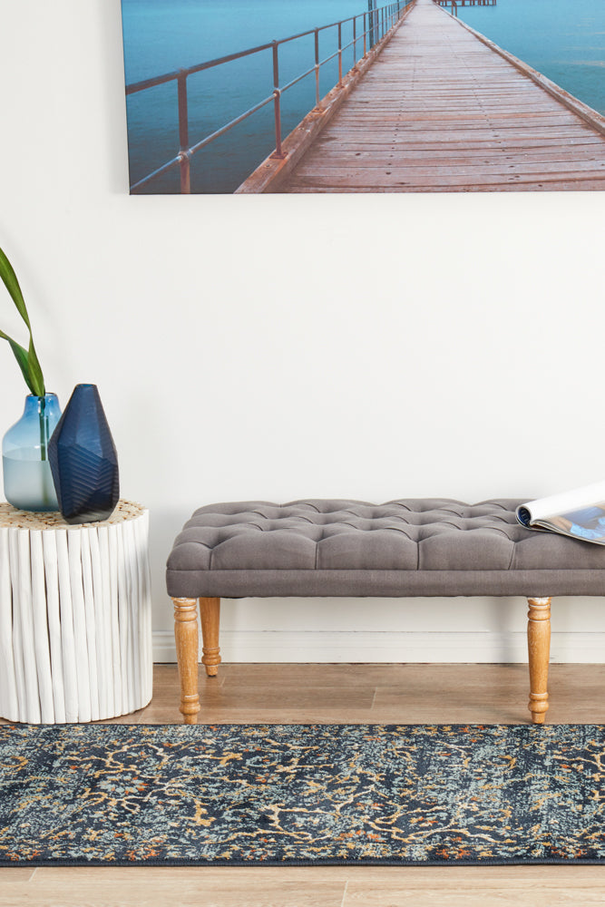 Mayfair Stem Navy Runner Rug