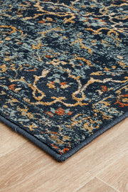 Mayfair Stem Navy Runner Rug
