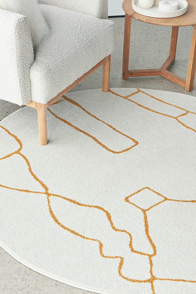 Elysium Beloved Gold Round Rug