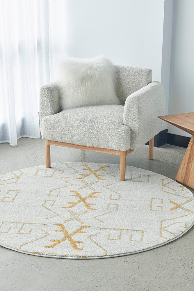 Elysium Scalar Gold Round Rug