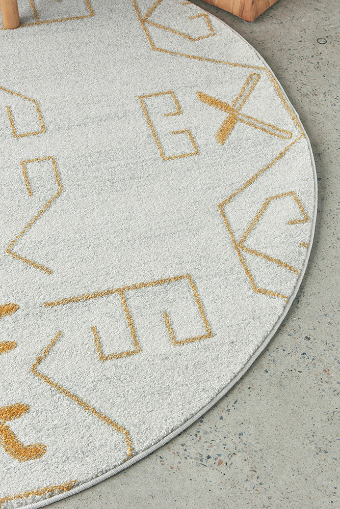 Elysium Scalar Gold Round Rug
