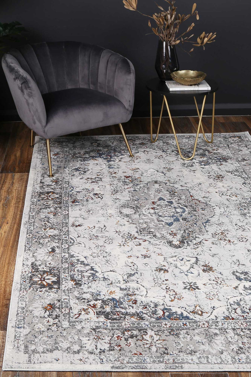 Isaiah Grey Multi Floral Traditional Rug