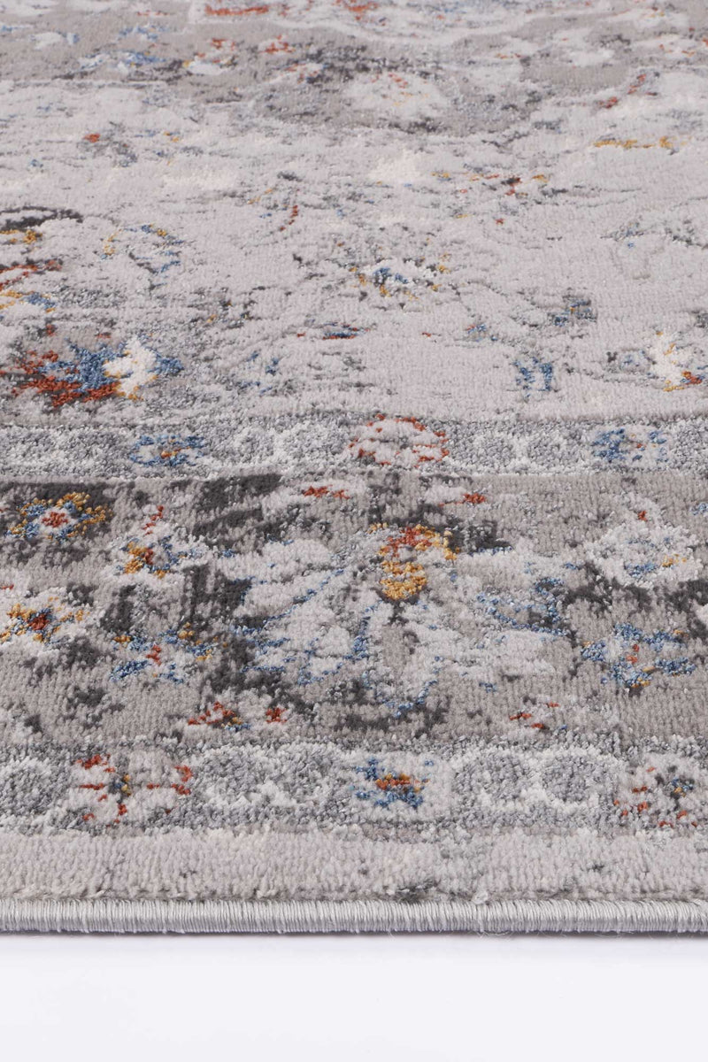 Isaiah Grey Multi Floral Traditional Rug