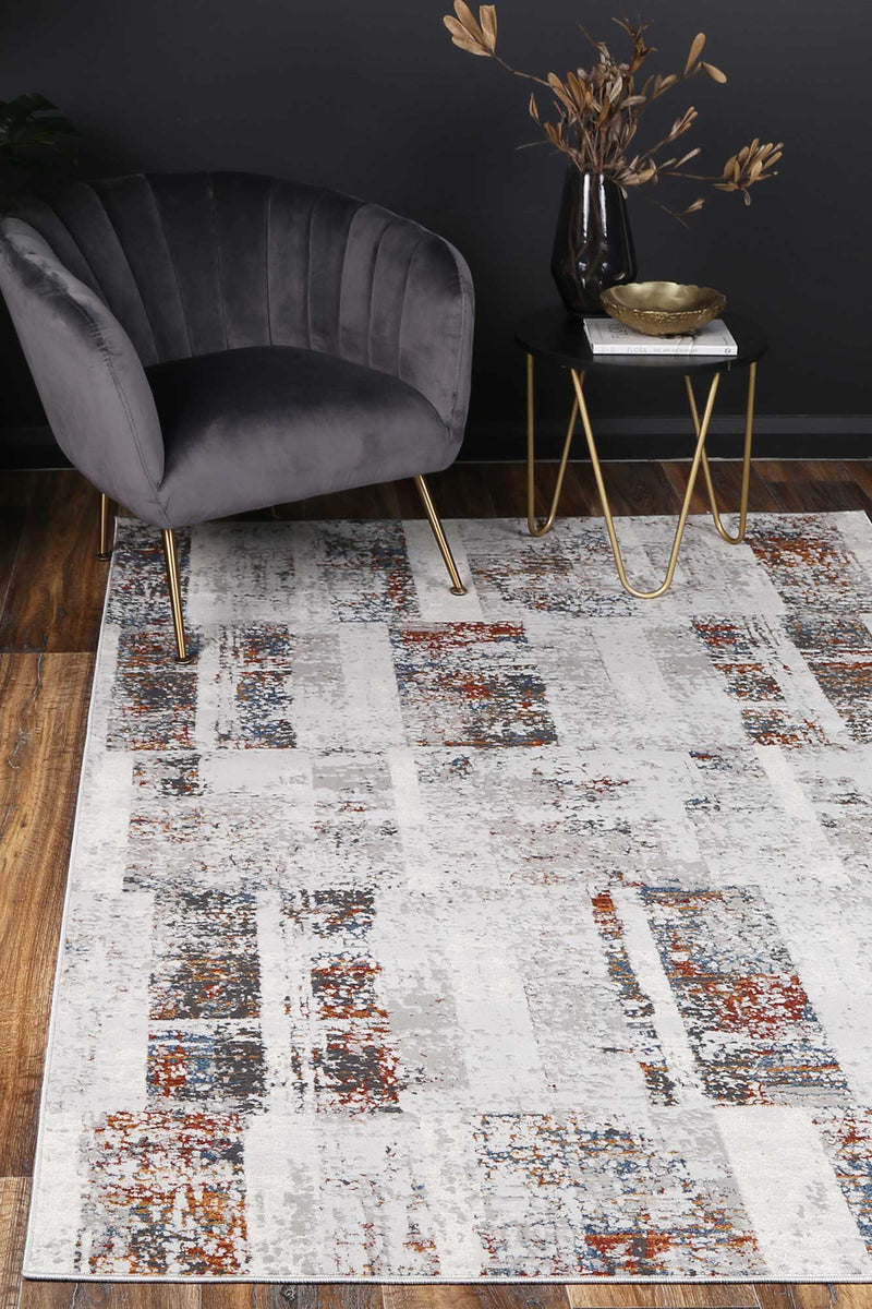 Isaiah Grey Rust Abstract Rug
