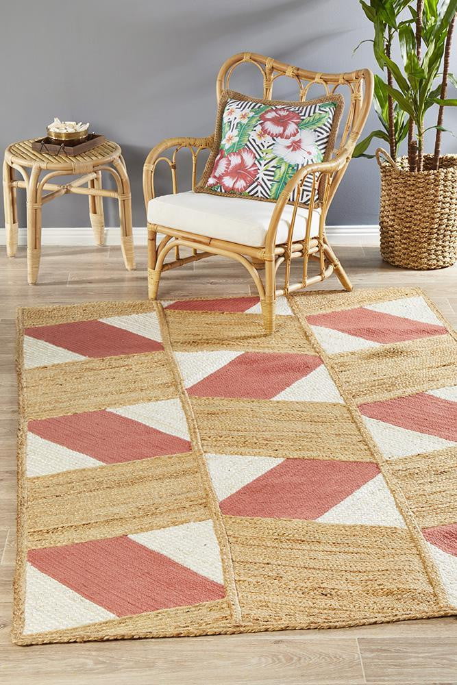 Array Coral Jute Pink Rug