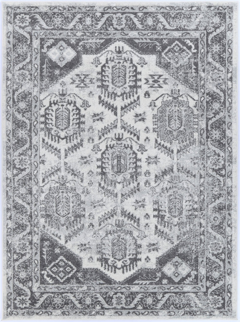 Colony White Grey Border Rug