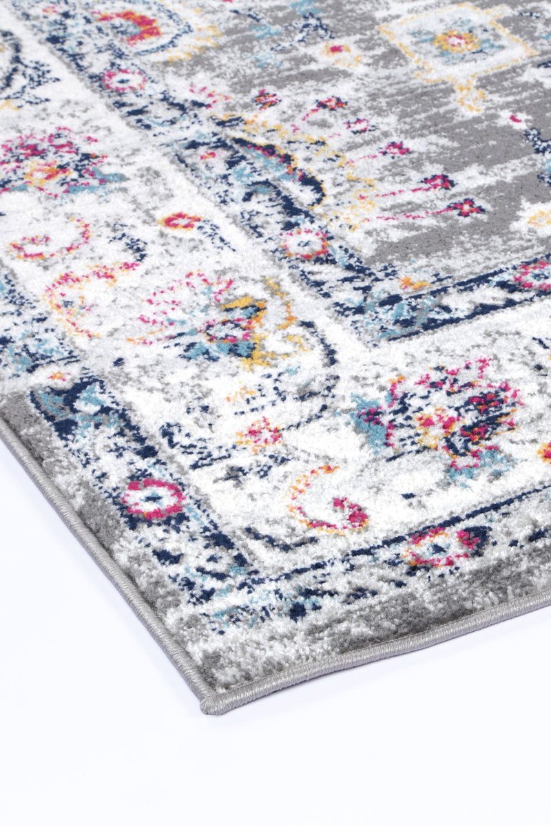 Colony Floral Grey Multi Runner Rug