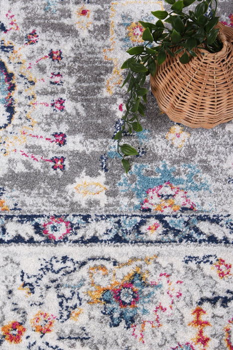 Colony Floral Grey Multi Runner Rug