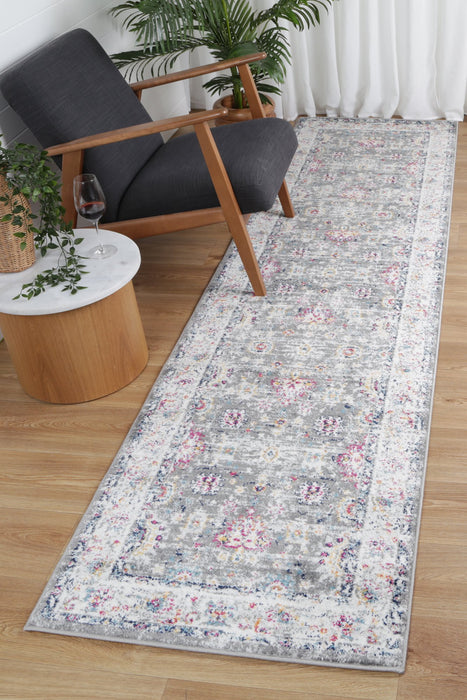 Colony Floral Grey Multi Runner Rug