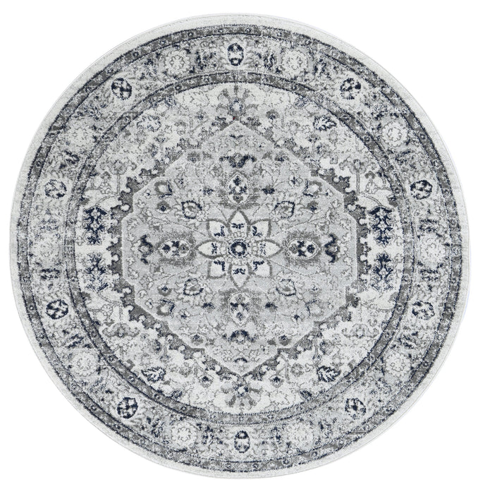 Colony Medalion Floral Cream Navy Round Rug