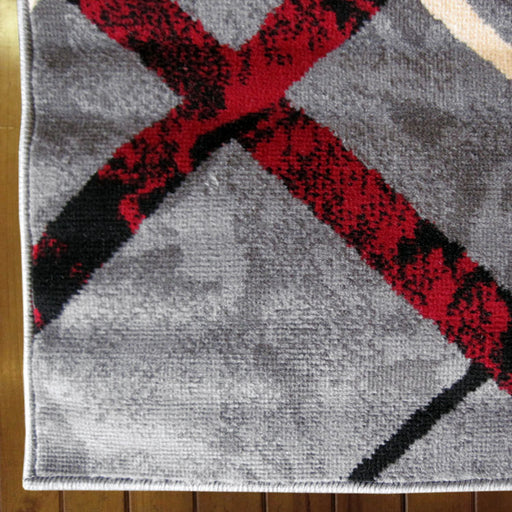 Medori Maroon Grey Runner Rug