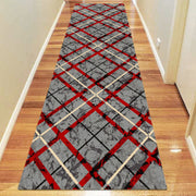 Medori Maroon Grey Runner Rug