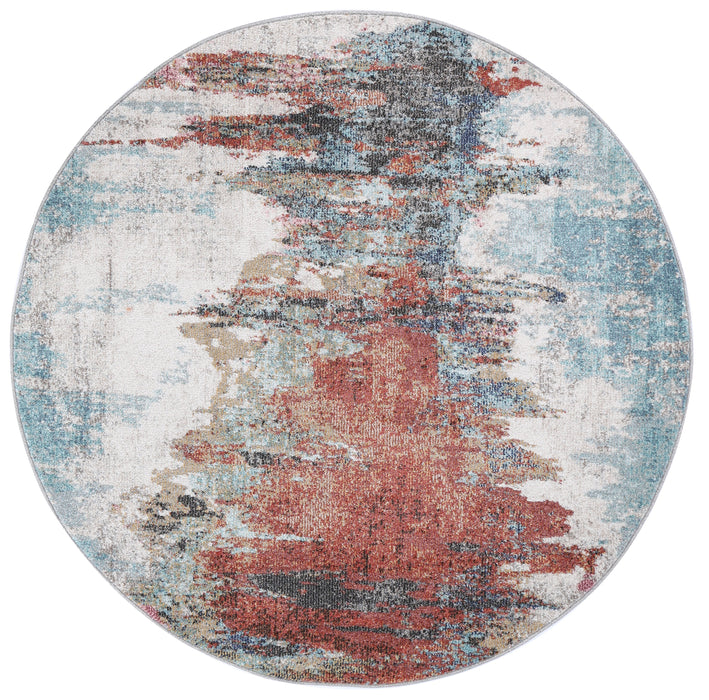 Chamber Jorge Blue & Terracotta Abstract Round Rug
