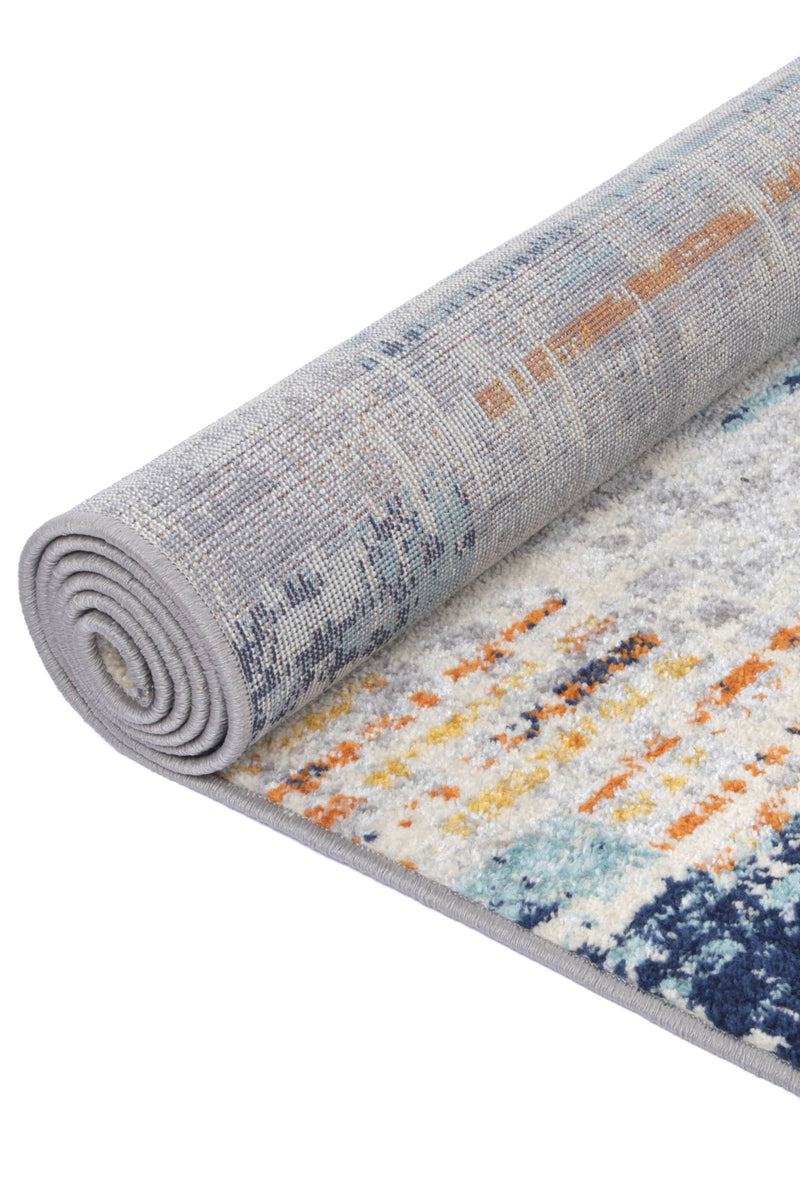 Sassily Rubric Blue Yellow Rug