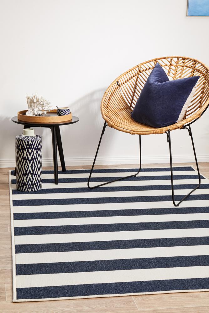 Littoral Elegant Navy White Rug