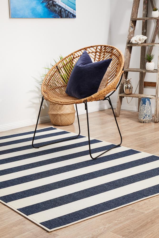Littoral Elegant Navy White Rug