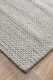 Oskar Felted Wool Striped Uniart Grey Rug