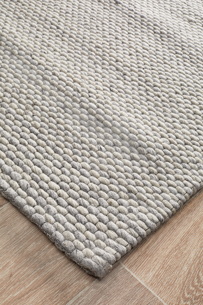 Oskar Felted Wool Striped Uniart Grey Rug