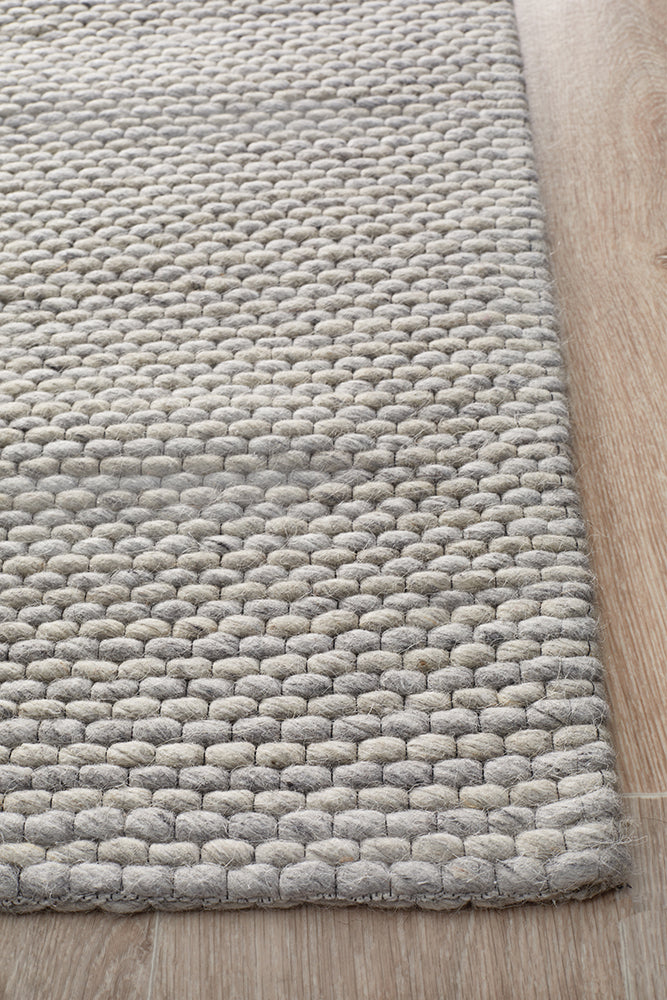 Oskar Felted Wool Striped Uniart Grey Rug